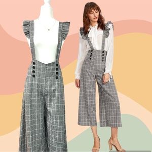 NWOT SHEIN Double Breasted Culotte Pants With Ruffle Strap